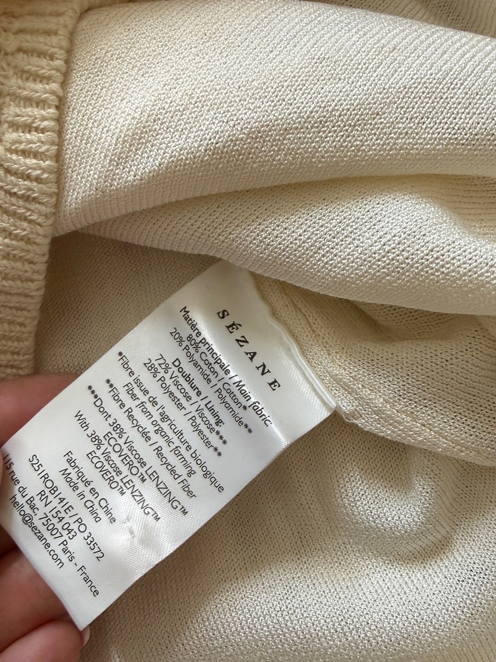 Sezane Willa Sleeveless Cream Knit Button-Front Dress - Picture 6 of 9